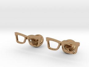 Hipster Glasses Cufflinks Origin in Polished Brass
