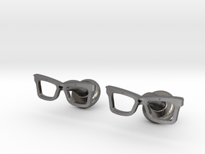 Hipster Glasses Cufflinks Origin in Polished Nickel Steel