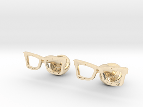 Hipster Glasses Cufflinks Origin in 14K Yellow Gold