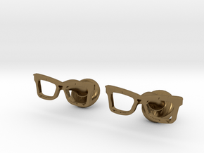 Hipster Glasses Cufflinks Origin in Polished Bronze