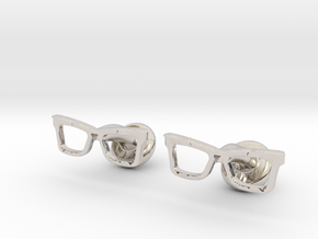 Hipster Glasses Cufflinks Origin in Platinum