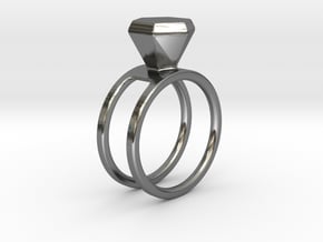 Diamond ring - Size 11 / 20.6 mm in Fine Detail Polished Silver