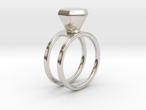 Diamond ring - Size 11 / 20.6 mm in Platinum