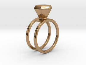 Diamond ring - Size 11 / 20.6 mm in Polished Brass