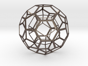 Dodecahedron in Truncated Icosahedron in Polished Bronzed Silver Steel