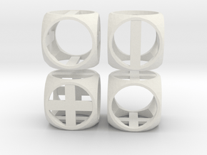 "Fudge Frame" Dice Set (4dF) in White Natural Versatile Plastic: Polyhedral Set