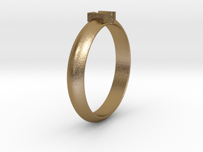 Ø18.19 Mm Design Block Arrow Ring/Ø0.716 inch in Polished Gold Steel