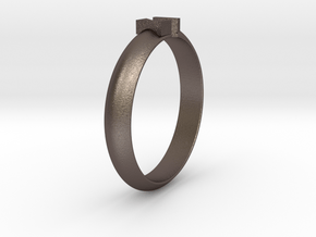 Ø18.19 Mm Design Block Arrow Ring/Ø0.716 inch in Polished Bronzed Silver Steel