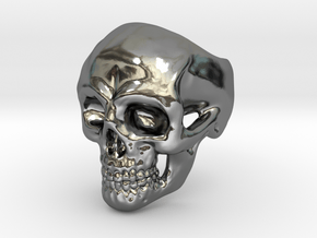 Skull Ring #9(US) in Fine Detail Polished Silver