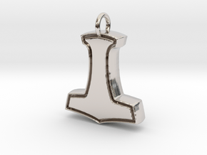 Minimalist Mjolnir Pendant in Rhodium Plated Brass