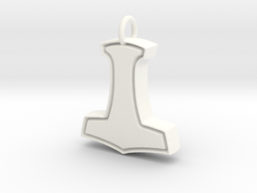 Minimalist Mjolnir Pendant in White Processed Versatile Plastic