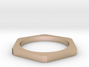 Plain Hexagon Stacking Ring  in 14k Rose Gold Plated Brass