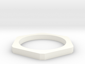 Plain Hexagon Stacking Ring  in White Processed Versatile Plastic