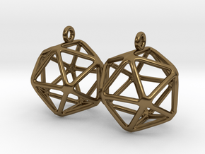 Icosahedron Earring in Polished Bronze