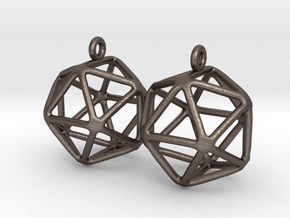 Icosahedron Earring in Polished Bronzed Silver Steel