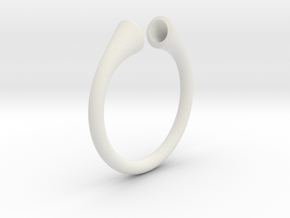 Gramaphonic Ring, US size 8,5 d= 18mm. Place M in White Natural Versatile Plastic: 8.5 / 58