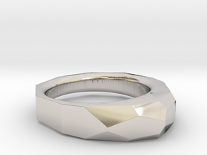 Decagon Faceted Ring 4.5 in Rhodium Plated Brass