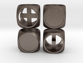 "Fudge One" Dice Set (4dF) in Polished Bronzed Silver Steel: Polyhedral Set