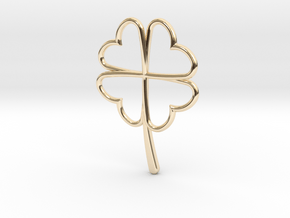 Wireframe Clover Pendant in 14k Gold Plated Brass