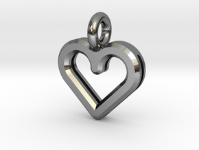 Resonant Heart Amulet - Small in Fine Detail Polished Silver