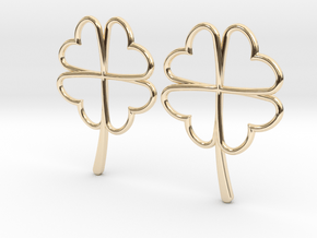 Wireframe Clover Earrings in 14K Yellow Gold