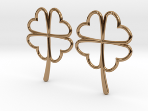 Wireframe Clover Earrings in Polished Brass