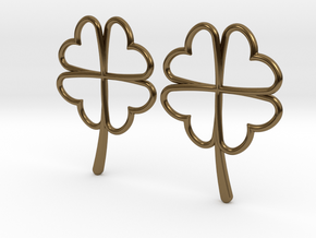 Wireframe Clover Earrings in Polished Bronze