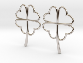 Wireframe Clover Earrings in Rhodium Plated Brass