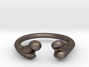 Bone adjustable Ring (Man size) in Polished Bronzed Silver Steel
