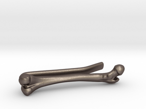 Bone Tie Clip in Polished Bronzed Silver Steel