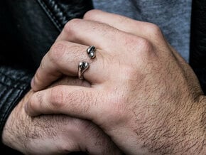 Bone adjustable Ring (Man size) in Polished Silver