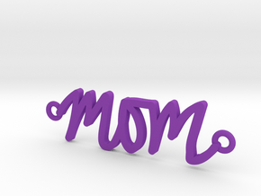 Mom Handwriting Necklace in Purple Processed Versatile Plastic