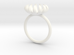 Annie Ring, very small bloom ring in White Processed Versatile Plastic