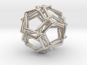 0460 Woven Icosidodecahedron (U24) in Rhodium Plated Brass