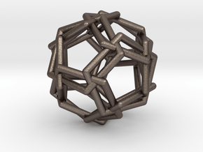 0460 Woven Icosidodecahedron (U24) in Polished Bronzed Silver Steel