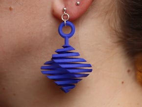 QTS earring large in Blue Processed Versatile Plastic