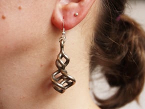 TTS earring 2 in Polished Bronzed Silver Steel