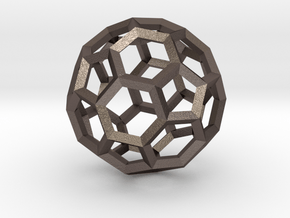 15cm Truncated Icosahedron-Archimedes09-Polyhedron in Polished Bronzed Silver Steel
