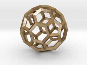 15cm Truncated Icosahedron-Archimedes09-Polyhedron in Polished Gold Steel