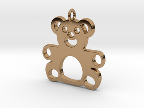 Teddy Bear Pendant in Polished Brass