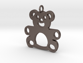 Teddy Bear Pendant in Polished Bronzed Silver Steel