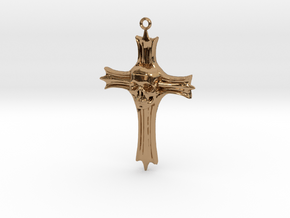Skull Crucifix Pendant in Polished Brass