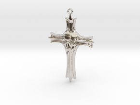 Skull Crucifix Pendant in Rhodium Plated Brass
