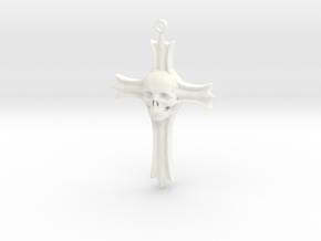 Skull Crucifix Pendant in White Processed Versatile Plastic