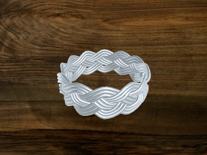 Turk's Head Knot Ring 4 Part X 12 Bight - Size 14. in White Natural Versatile Plastic