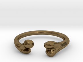 Bone adjustable Ring (Woman size) in Polished Bronze