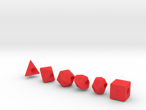 "Geek Beads" Full set of dice in Red Processed Versatile Plastic