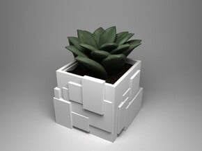 Basic Cubic planter in White Natural Versatile Plastic