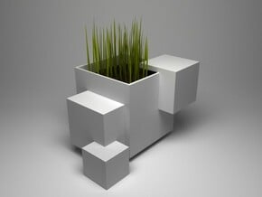 Odd Cubic planter in White Natural Versatile Plastic