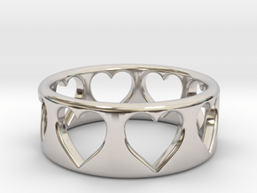Heart ring (~size 8) in Rhodium Plated Brass